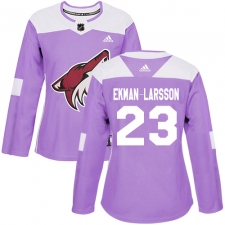 Women's Adidas Arizona Coyotes #23 Oliver Ekman-Larsson Authentic Purple Fights Cancer Practice NHL Jersey