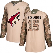 Youth Adidas Arizona Coyotes #15 Brad Richardson Authentic Camo Veterans Day Practice NHL Jersey