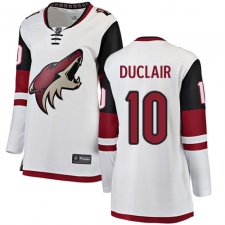 Women's Arizona Coyotes #10 Anthony Duclair Authentic White Away Fanatics Branded Breakaway NHL Jersey