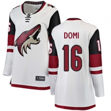 Women's Arizona Coyotes #16 Max Domi Authentic White Away Fanatics Branded Breakaway NHL Jersey