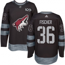 Men's Adidas Arizona Coyotes #36 Christian Fischer Authentic Black 1917-2017 100th Anniversary NHL Jersey