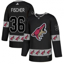 Men's Adidas Arizona Coyotes #36 Christian Fischer Authentic Black Team Logo Fashion NHL Jersey