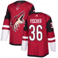 Men's Adidas Arizona Coyotes #36 Christian Fischer Premier Burgundy Red Home NHL Jersey