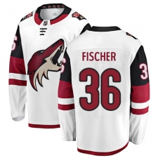 Men's Arizona Coyotes #36 Christian Fischer Fanatics Branded White Away Breakaway NHL Jersey