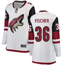 Women's Arizona Coyotes #36 Christian Fischer Authentic White Away Fanatics Branded Breakaway NHL Jersey