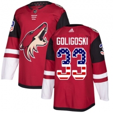 Men's Adidas Arizona Coyotes #33 Alex Goligoski Authentic Red USA Flag Fashion NHL Jersey