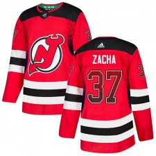 Men's Adidas New Jersey Devils #37 Pavel Zacha Authentic Red Drift Fashion NHL Jersey