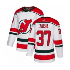 Men's Adidas New Jersey Devils #37 Pavel Zacha Authentic White Alternate NHL Jersey