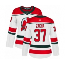 Women's Adidas New Jersey Devils #37 Pavel Zacha Authentic White Alternate NHL Jersey