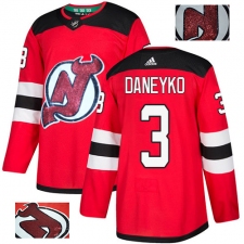 Men's Adidas New Jersey Devils #3 Ken Daneyko Authentic Red Fashion Gold NHL Jersey