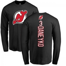 NHL Adidas New Jersey Devils #3 Ken Daneyko Black Backer Long Sleeve T-Shirt