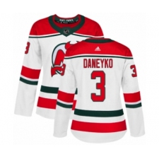 Women's Adidas New Jersey Devils #3 Ken Daneyko Authentic White Alternate NHL Jersey