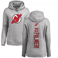 NHL Women's Adidas New Jersey Devils #21 Kyle Palmieri Ash Backer Pullover Hoodie