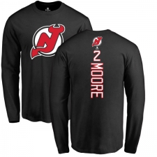 NHL Adidas New Jersey Devils #2 John Moore Black Backer Long Sleeve T-Shirt