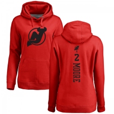 NHL Women's Adidas New Jersey Devils #2 John Moore Red One Color Backer Pullover Hoodie