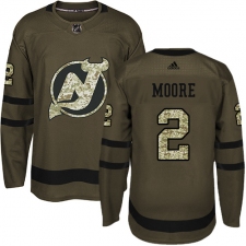 Youth Adidas New Jersey Devils #2 John Moore Authentic Green Salute to Service NHL Jersey