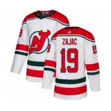 Men's Adidas New Jersey Devils #19 Travis Zajac Authentic White Alternate NHL Jersey