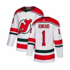 Men's Adidas New Jersey Devils #1 Keith Kinkaid Premier White Alternate NHL Jersey