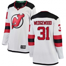 Women's New Jersey Devils #31 Scott Wedgewood Fanatics Branded White Away Breakaway NHL Jersey