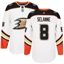 Men's Adidas Anaheim Ducks #8 Teemu Selanne Authentic White Away NHL Jersey