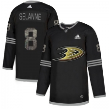 Men's Adidas Anaheim Ducks #8 Teemu Selanne Black Authentic Classic Stitched NHL Jersey