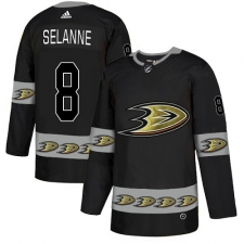 Men's Adidas Anaheim Ducks #8 Teemu Selanne Premier Black Team Logo Fashion NHL Jersey