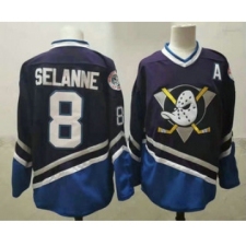 Men's Anaheim Ducks #8 Teemu Selanne 1995-96 Purple CCM Vintage Throwback Jersey