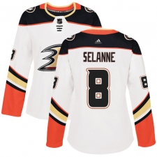 Women's Adidas Anaheim Ducks #8 Teemu Selanne Authentic White Away NHL Jersey