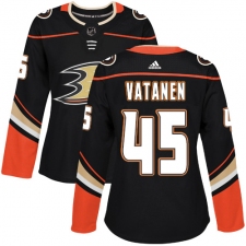Women's Adidas Anaheim Ducks #45 Sami Vatanen Authentic Black Home NHL Jersey