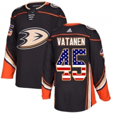 Youth Adidas Anaheim Ducks #45 Sami Vatanen Authentic Black USA Flag Fashion NHL Jersey