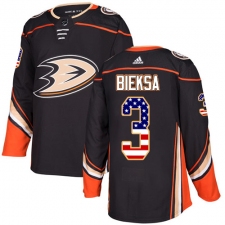 Men's Adidas Anaheim Ducks #3 Kevin Bieksa Authentic Black USA Flag Fashion NHL Jersey