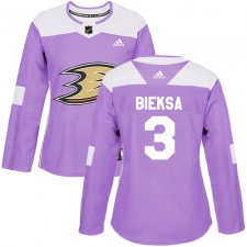Women's Adidas Anaheim Ducks #3 Kevin Bieksa Authentic Purple Fights Cancer Practice NHL Jersey