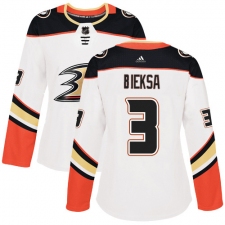 Women's Adidas Anaheim Ducks #3 Kevin Bieksa Authentic White Away NHL Jersey