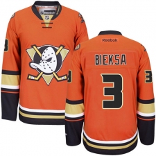 Women's Reebok Anaheim Ducks #3 Kevin Bieksa Premier Orange Third NHL Jersey