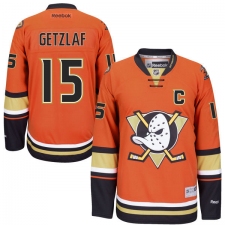 Men's Reebok Anaheim Ducks #15 Ryan Getzlaf Premier Orange Third NHL Jersey