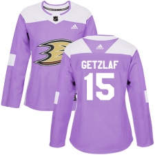Women's Adidas Anaheim Ducks #15 Ryan Getzlaf Authentic Purple Fights Cancer Practice NHL Jersey