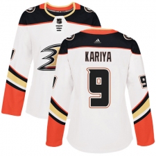 Women's Adidas Anaheim Ducks #9 Paul Kariya Authentic White Away NHL Jersey