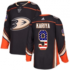 Youth Adidas Anaheim Ducks #9 Paul Kariya Authentic Black USA Flag Fashion NHL Jersey
