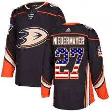 Men's Adidas Anaheim Ducks #27 Scott Niedermayer Authentic Black USA Flag Fashion NHL Jersey