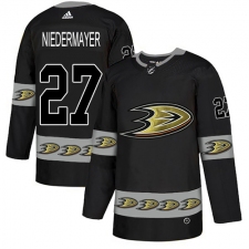 Men's Adidas Anaheim Ducks #27 Scott Niedermayer Premier Black Team Logo Fashion NHL Jersey