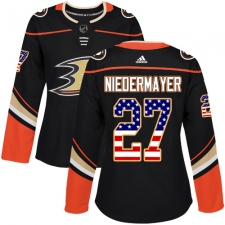 Women's Adidas Anaheim Ducks #27 Scott Niedermayer Authentic Black USA Flag Fashion NHL Jersey
