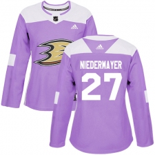 Women's Adidas Anaheim Ducks #27 Scott Niedermayer Authentic Purple Fights Cancer Practice NHL Jersey