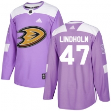 Youth Adidas Anaheim Ducks #47 Hampus Lindholm Authentic Purple Fights Cancer Practice NHL Jersey
