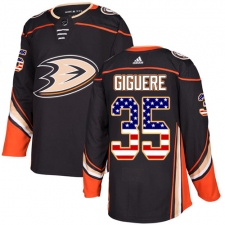 Men's Adidas Anaheim Ducks #35 Jean-Sebastien Giguere Authentic Black USA Flag Fashion NHL Jersey