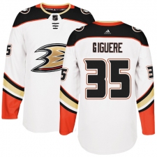 Men's Adidas Anaheim Ducks #35 Jean-Sebastien Giguere Authentic White Away NHL Jersey