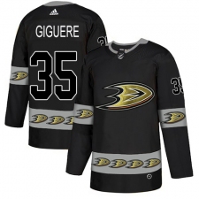 Men's Adidas Anaheim Ducks #35 Jean-Sebastien Giguere Premier Black Team Logo Fashion NHL Jersey
