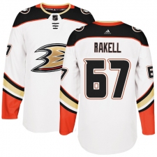 Men's Adidas Anaheim Ducks #67 Rickard Rakell Authentic White Away NHL Jersey