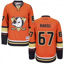 Men's Reebok Anaheim Ducks #67 Rickard Rakell Premier Orange Third NHL Jersey