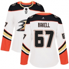 Women's Adidas Anaheim Ducks #67 Rickard Rakell Authentic White Away NHL Jersey