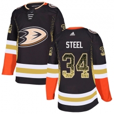 Men's Adidas Anaheim Ducks #34 Sam Steel Authentic Black Drift Fashion NHL Jersey